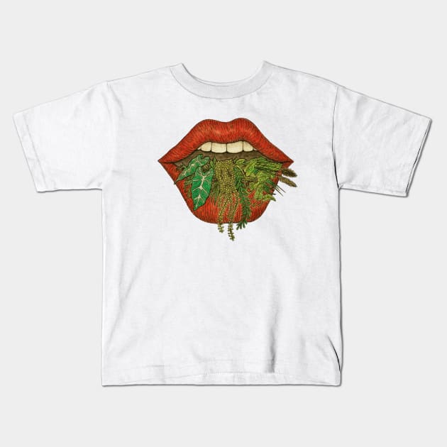 Mouth full of plants Kids T-Shirt by Bioshart